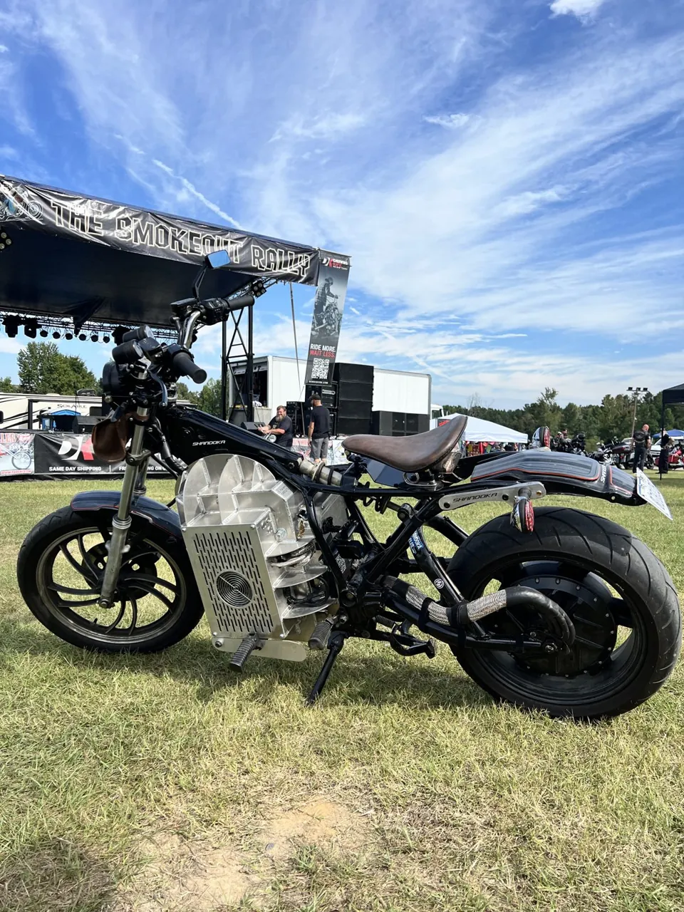 The Shandoka motorcycle in the ride-in lineup at the SmokeOut Rally